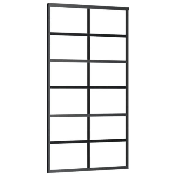 Skjutdörr ESG-glas och aluminium 102x205 cm svart