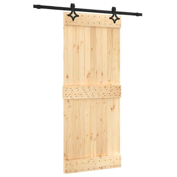 Skjutdörr med beslag 85x210 cm massiv furu