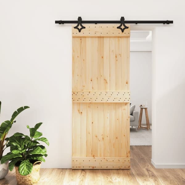 Skjutdörr med beslag 85x210 cm massiv furu