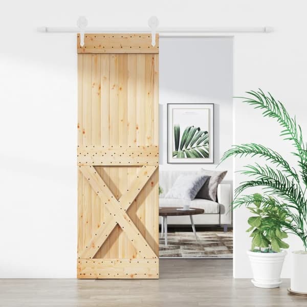 Skjutdörr med beslag 70x210 cm massiv furu