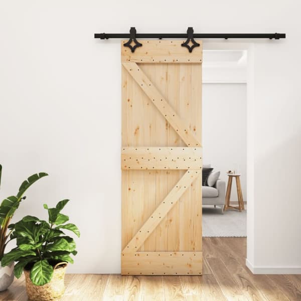 Skjutdörr med beslag 70x210 cm massiv furu