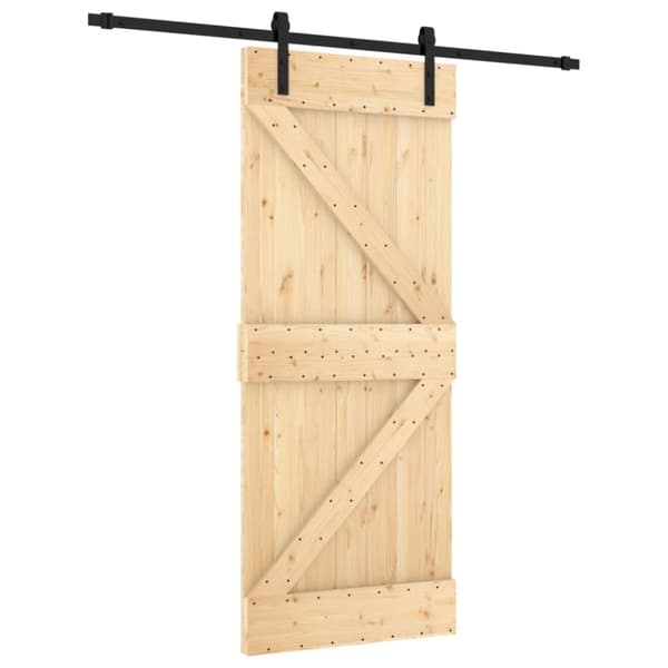 Skjutdörr med beslag 85x210 cm massiv furu
