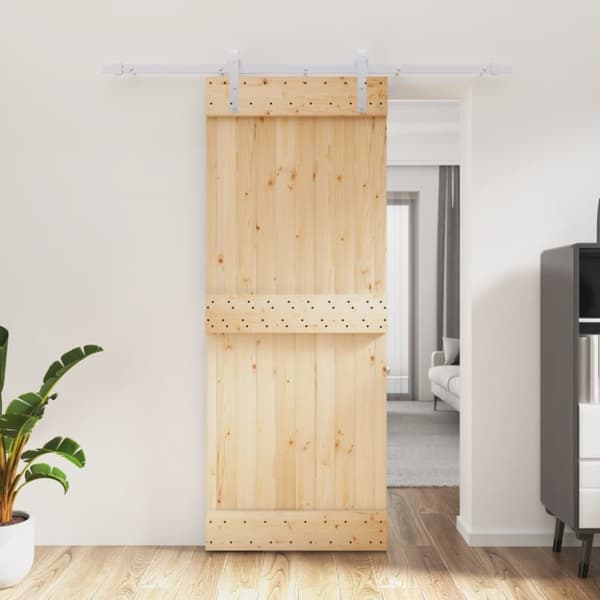 Skjutdörr med beslag 80x210 cm massiv furu