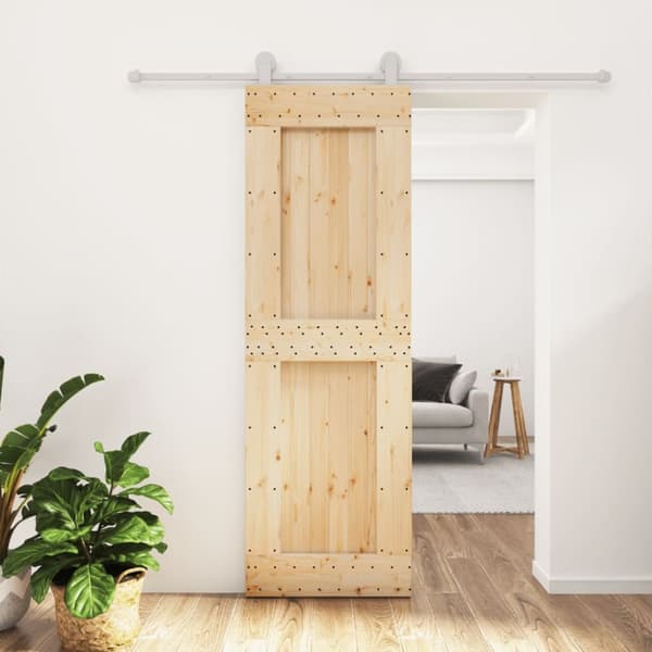 Skjutdörr med beslag 70x210 cm massiv furu