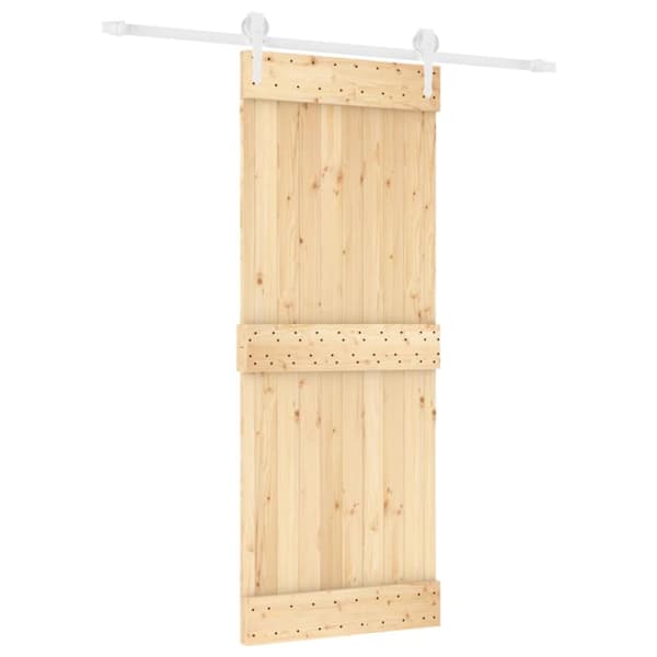 Skjutdörr med beslag 80x210 cm massiv furu