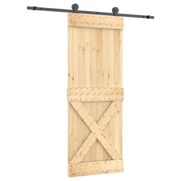 Skjutdörr med beslag 80x210 cm massiv furu