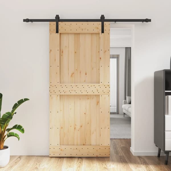 Skjutdörr med beslag 95x210 cm massiv furu