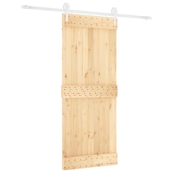 Skjutdörr med beslag 85x210 cm massiv furu
