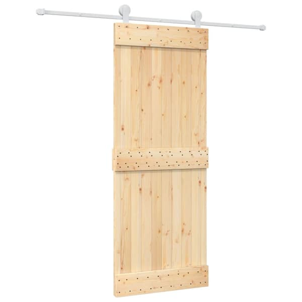 Skjutdörr med beslag 80x210 cm massiv furu