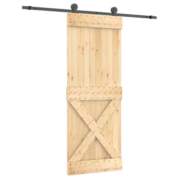 Skjutdörr med beslag 80x210 cm massiv furu