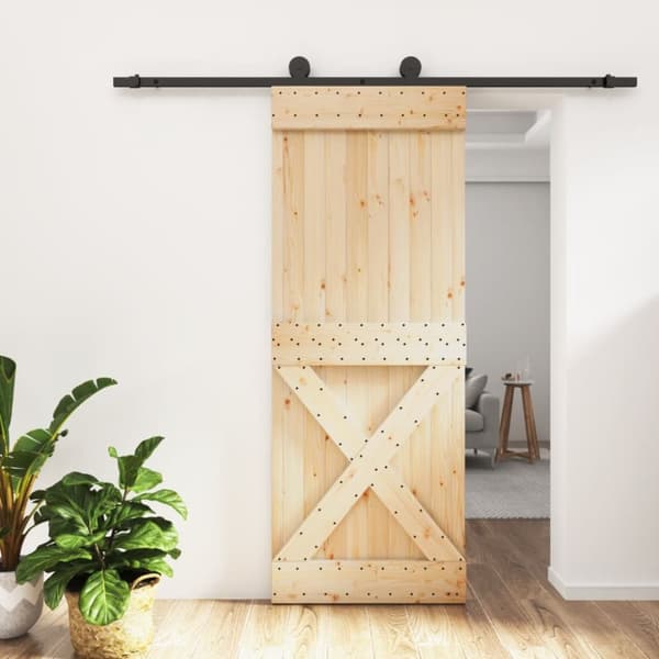 Skjutdörr med beslag 80x210 cm massiv furu