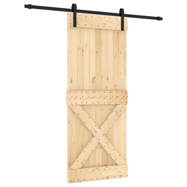 Skjutdörr med beslag 85x210 cm massiv furu