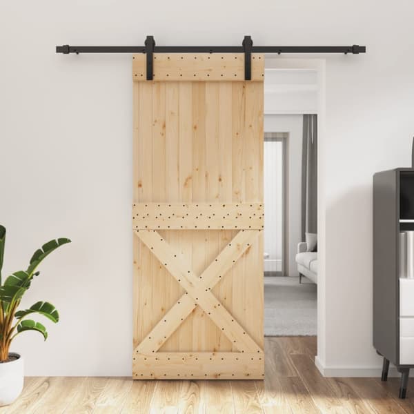 Skjutdörr med beslag 85x210 cm massiv furu