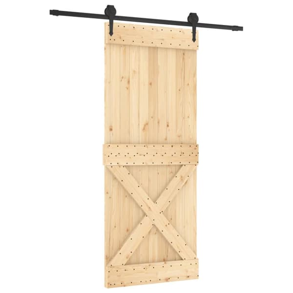 Skjutdörr med beslag 85x210 cm massiv furu