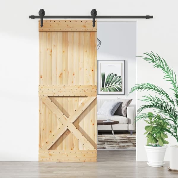 Skjutdörr med beslag 85x210 cm massiv furu