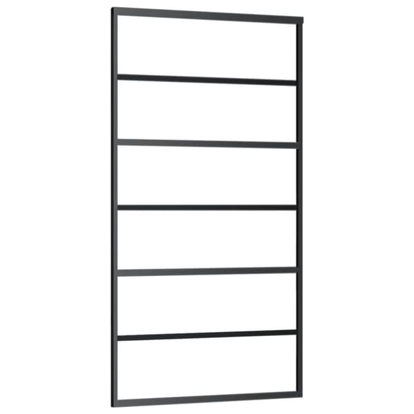 Skjutdörr ESG-glas och aluminium 102x205 cm svart