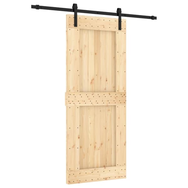 Skjutdörr med beslag 85x210 cm massiv furu