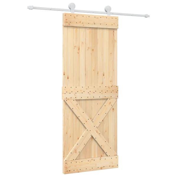 Skjutdörr med beslag 80x210 cm massiv furu