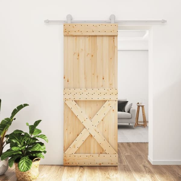 Skjutdörr med beslag 80x210 cm massiv furu