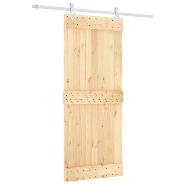 Skjutdörr med beslag 85x210 cm massiv furu