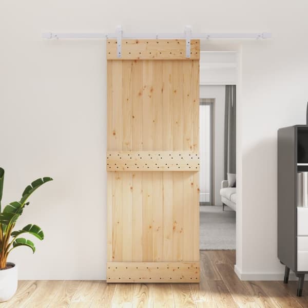 Skjutdörr med beslag 80x210 cm massiv furu