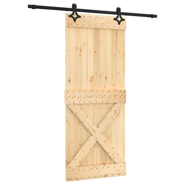 Skjutdörr med beslag 85x210 cm massiv furu