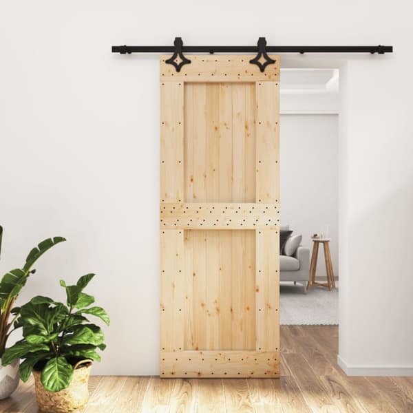 Skjutdörr med beslag 80x210 cm massiv furu