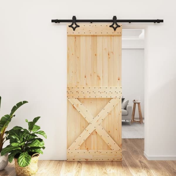 Skjutdörr med beslag 85x210 cm massiv furu