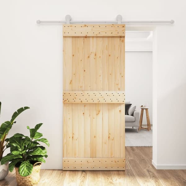 Skjutdörr med beslag 90x210 cm massiv furu