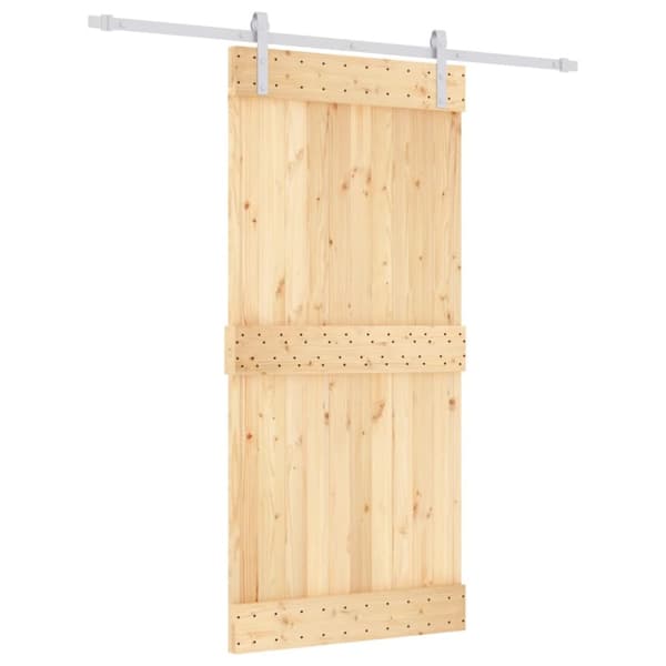 Skjutdörr med beslag 95x210 cm massiv furu