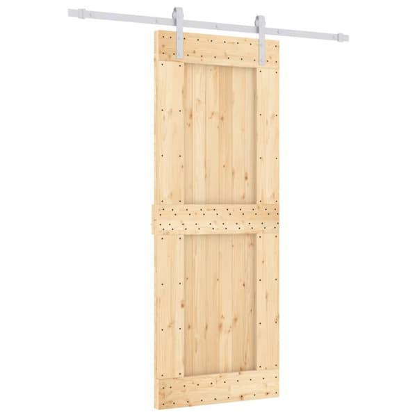Skjutdörr med beslag 80x210 cm massiv furu