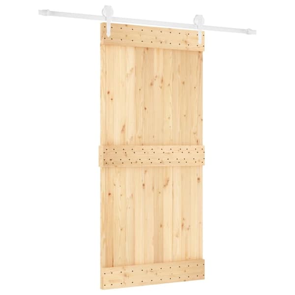 Skjutdörr med beslag 95x210 cm massiv furu