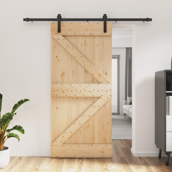 Skjutdörr med beslag 95x210 cm massiv furu