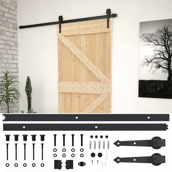Skjutdörr med beslag 80x210 cm massiv furu