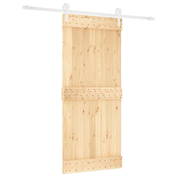 Skjutdörr med beslag 90x210 cm massiv furu