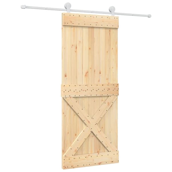 Skjutdörr med beslag 85x210 cm massiv furu