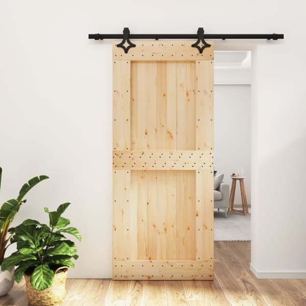 Skjutdörr med beslag 90x210 cm massiv furu