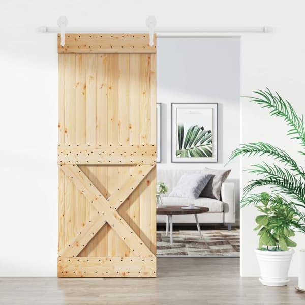 Skjutdörr med beslag 85x210 cm massiv furu