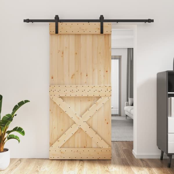 Skjutdörr med beslag 95x210 cm massiv furu