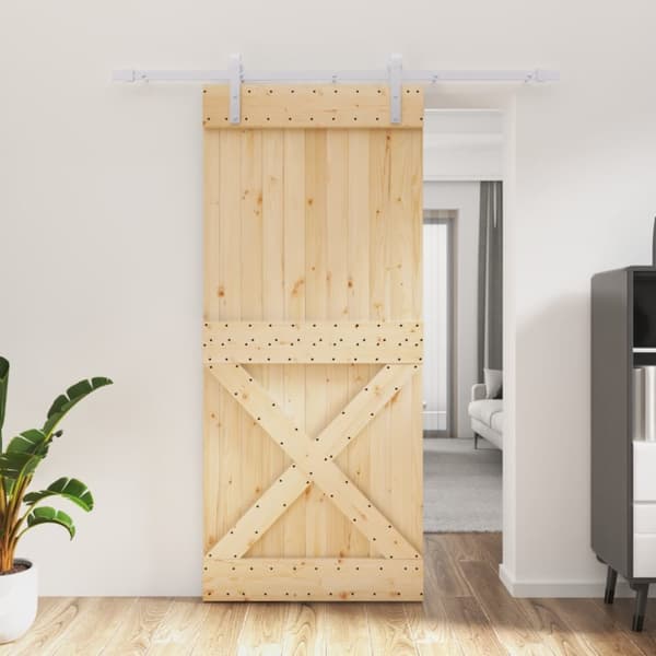 Skjutdörr med beslag 90x210 cm massiv furu