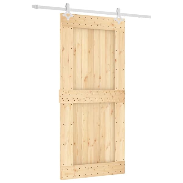 Skjutdörr med beslag 95x210 cm massiv furu