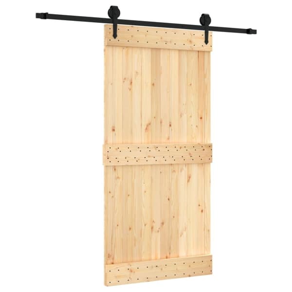 Skjutdörr med beslag 100x210 cm massiv furu