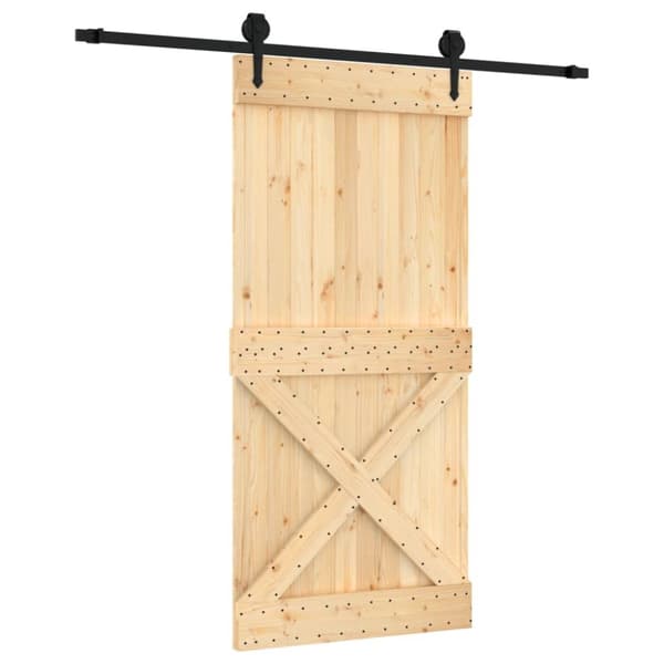 Skjutdörr med beslag 95x210 cm massiv furu