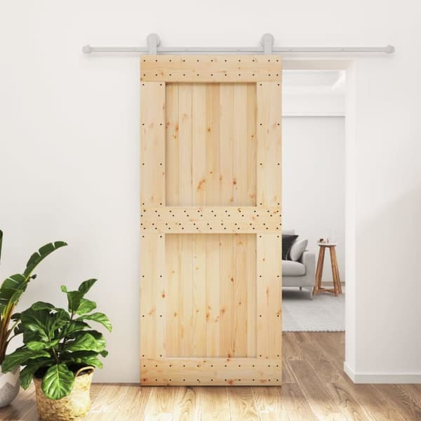 Skjutdörr med beslag 90x210 cm massiv furu