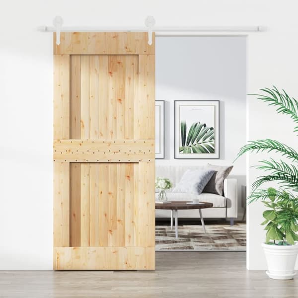 Skjutdörr med beslag 90x210 cm massiv furu
