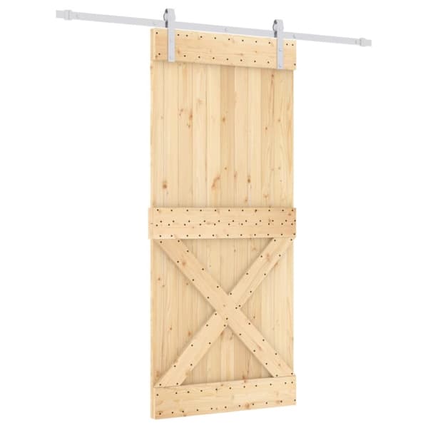 Skjutdörr med beslag 90x210 cm massiv furu