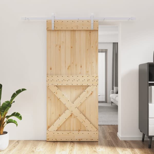 Skjutdörr med beslag 90x210 cm massiv furu