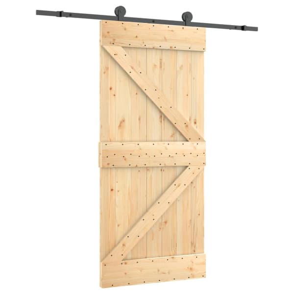 Skjutdörr med beslag 95x210 cm massiv furu