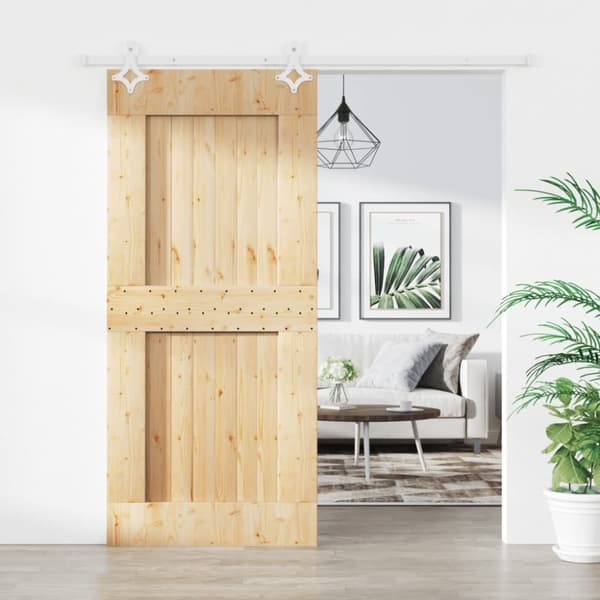 Skjutdörr med beslag 90x210 cm massiv furu