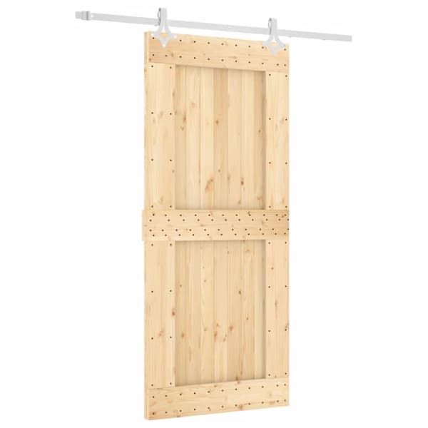 Skjutdörr med beslag 90x210 cm massiv furu